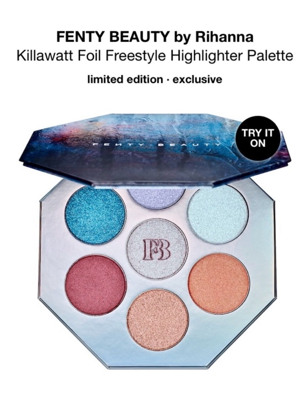 Fenty Beauty Highlighter Palette - Blue, Silver, Pink, Peach, Bronze